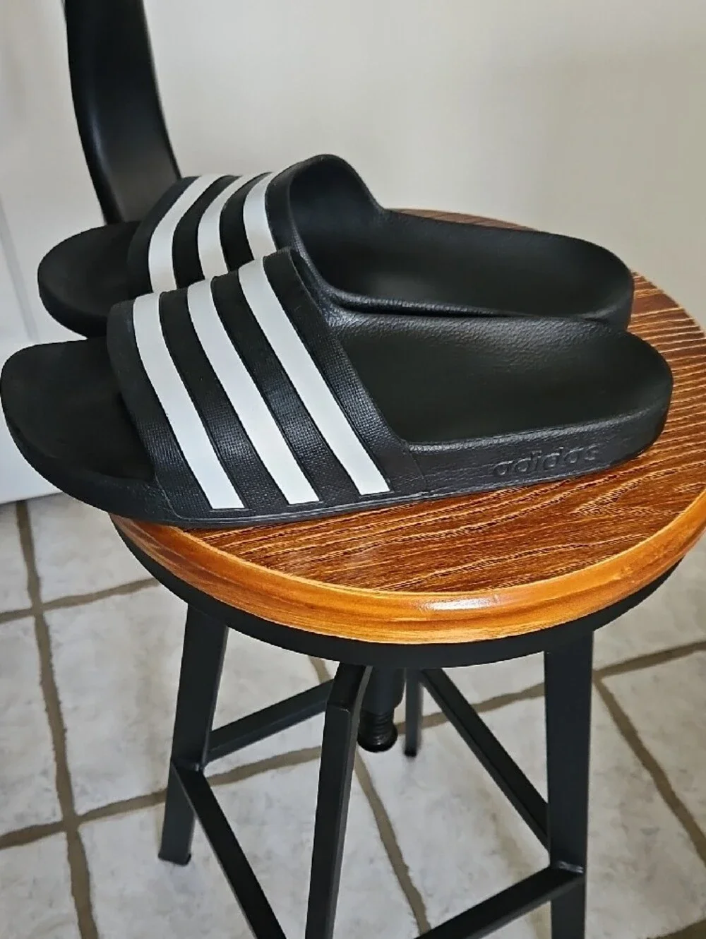 Adidas Black and White Slides